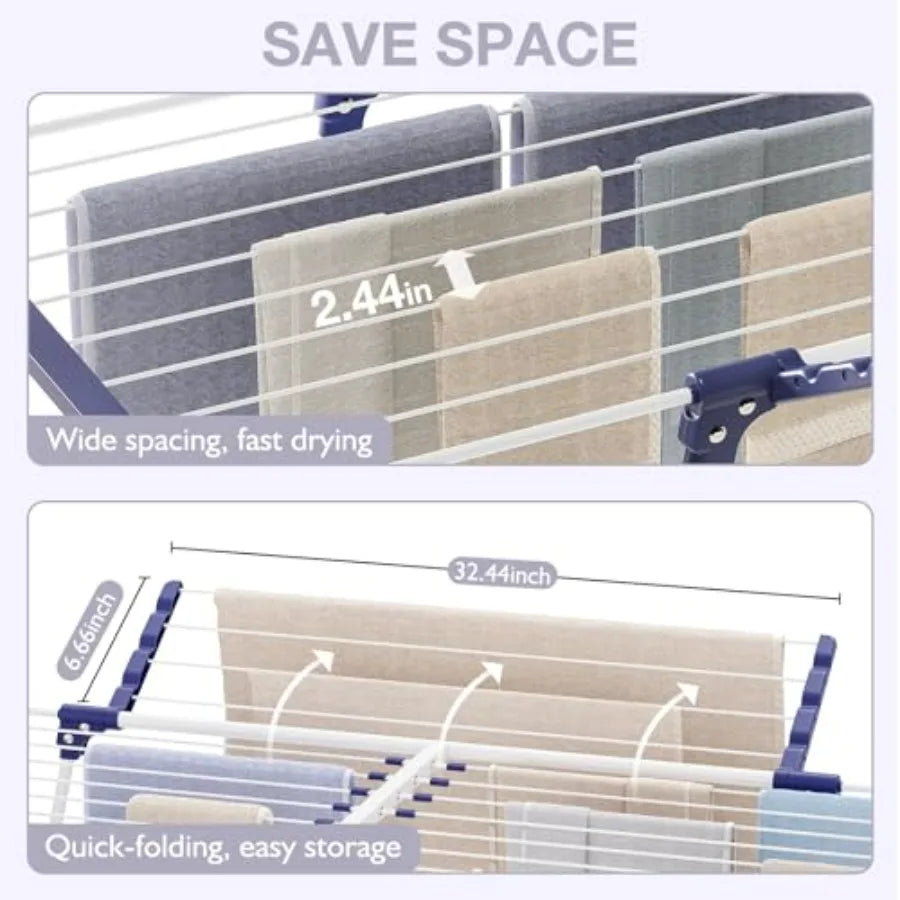 Multi-Tier Foldable Clothes Drying Rack for Indoor & Outdoor Laundry, Towels & Delicate Clothing
