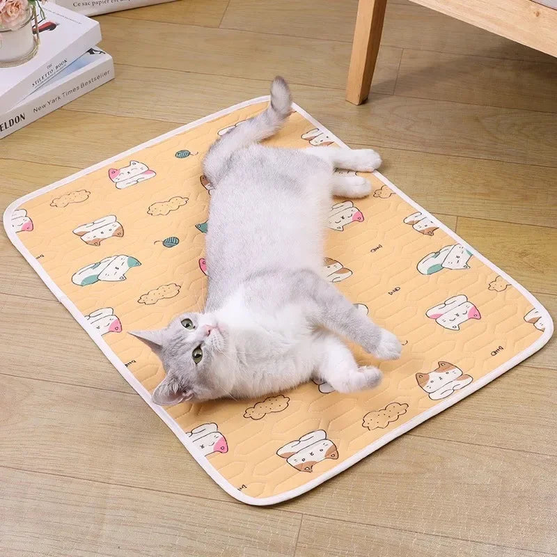 Cute Cartoon Cooling Sleeping Mat for Dogs & Cats. Soft Breathable Summer Pet Bed Pad
