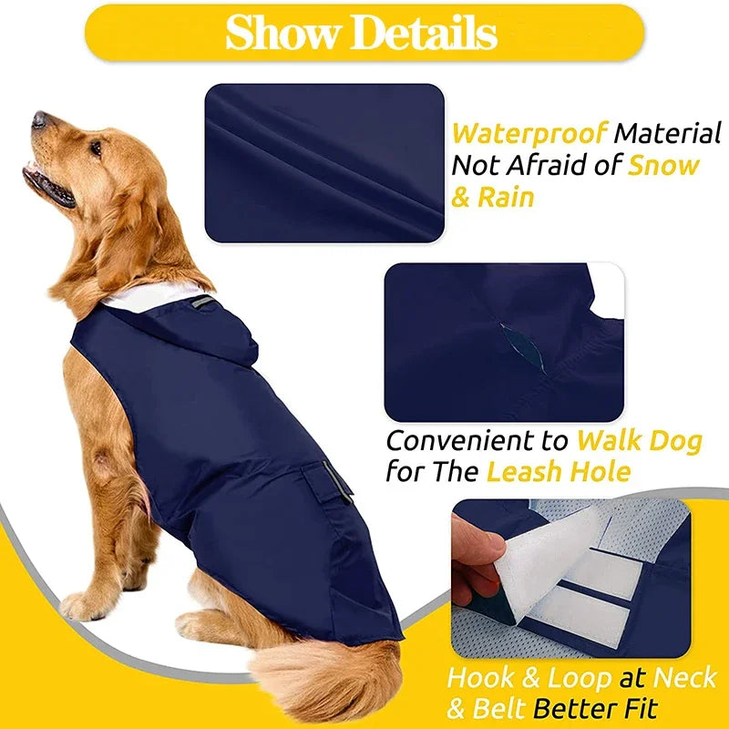 Hooded Waterproof Dog Raincoat Jacket