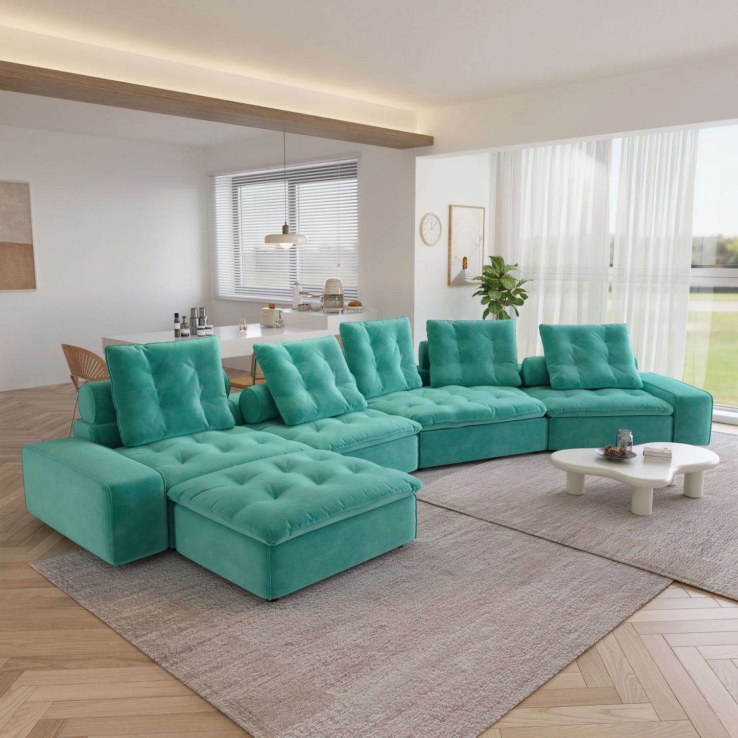 Down Filled Curved Cloud Sectional Sofa Oversized Couches Chaise Ottoman Stupendous Miami Sofa Adjustable Backrest