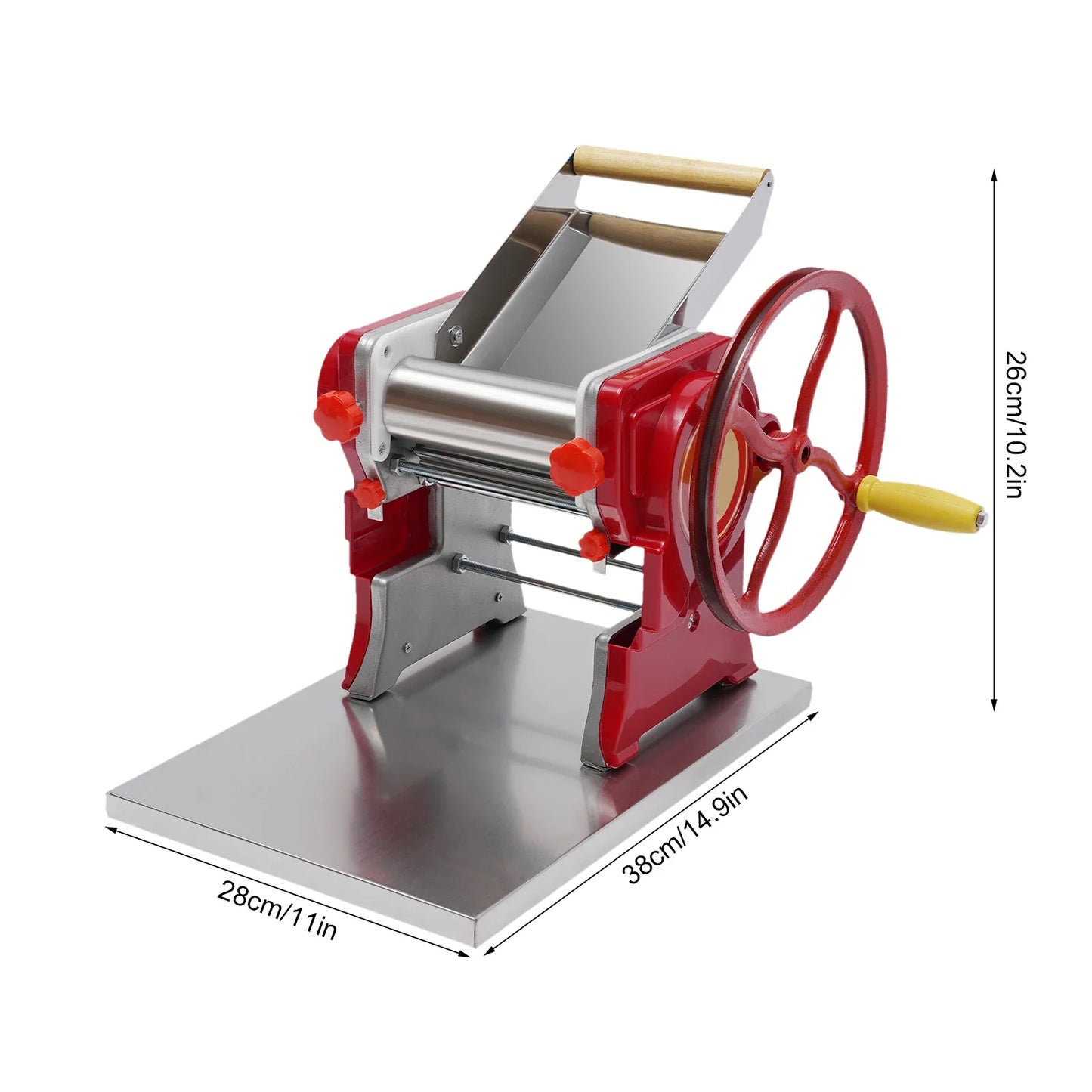 Pasta Maker Machine 0.5-5mm Adjustable Thickness Manual Roller Noodle Cutter Stainless Steel Pasta Press for 5-10 People Use
