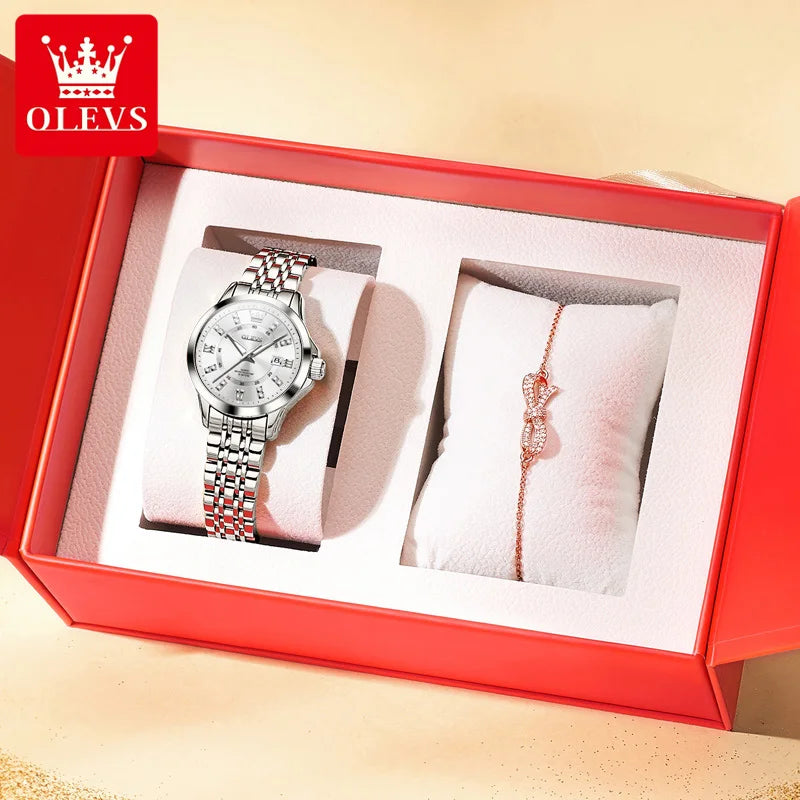 Women’s Elegant Two-Tone Watch – Classic Round Dial & Metal Bracelet