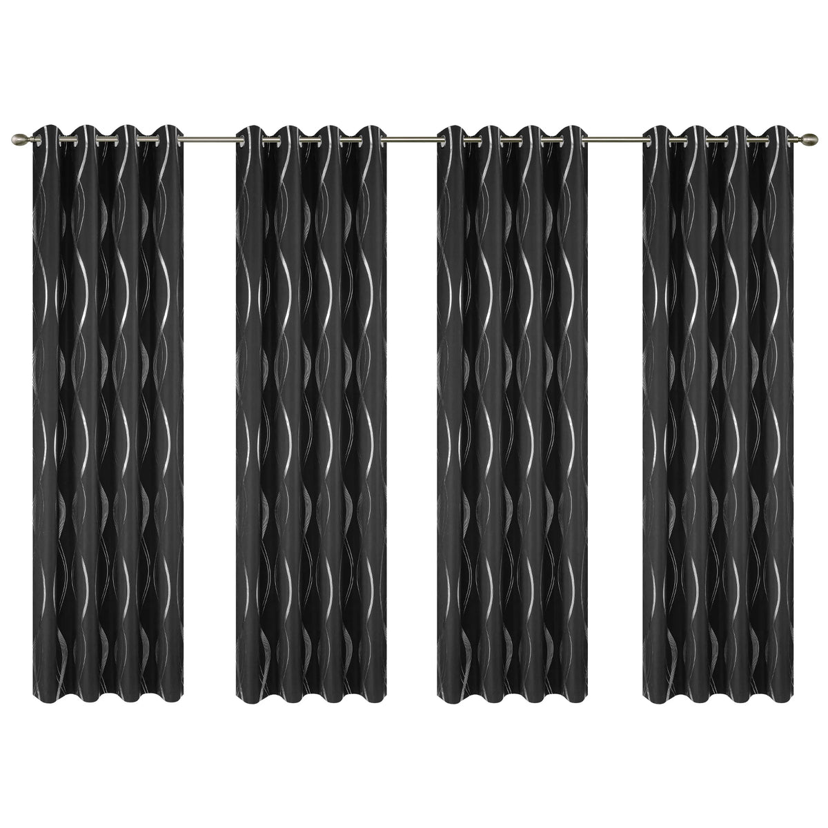 4-Panel Silver Foil Blackout Curtains | Heavy Window Panel Set