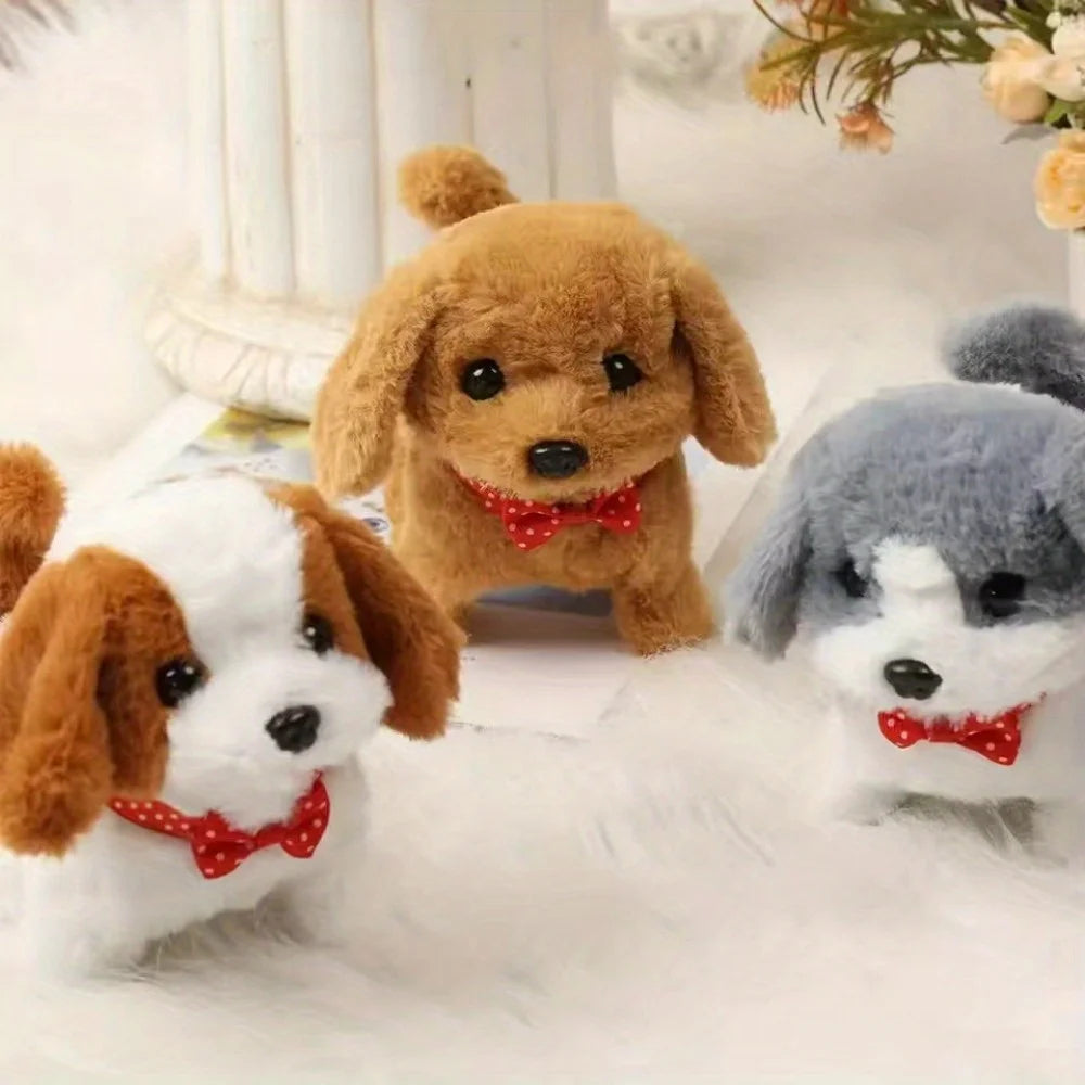 Plush Teddy Toy Puppy Electronic Interactive Dog - Walking, Barking, Tail Wagging, Stretching Companion Animal for Kids Toddlers