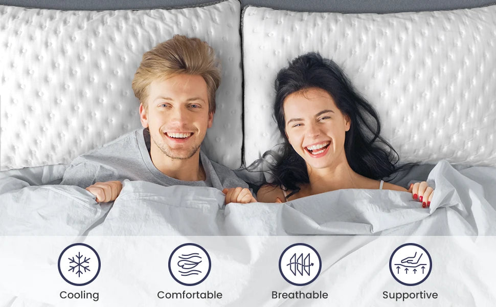 BedStory Cooling Pillows Queen Size Set of 2, Gel Memory Foam Pillows, Medium Firm Pillows for Sleeping, CertiPUR-US Certified