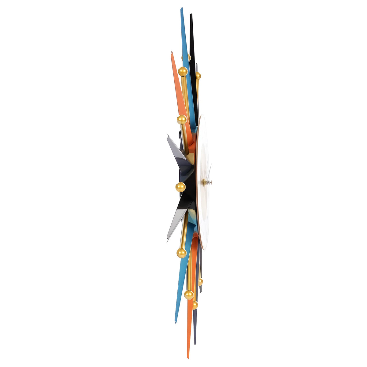 Colorful Starburst Wall Clock – Mid-Century Modern Sunburst Décor