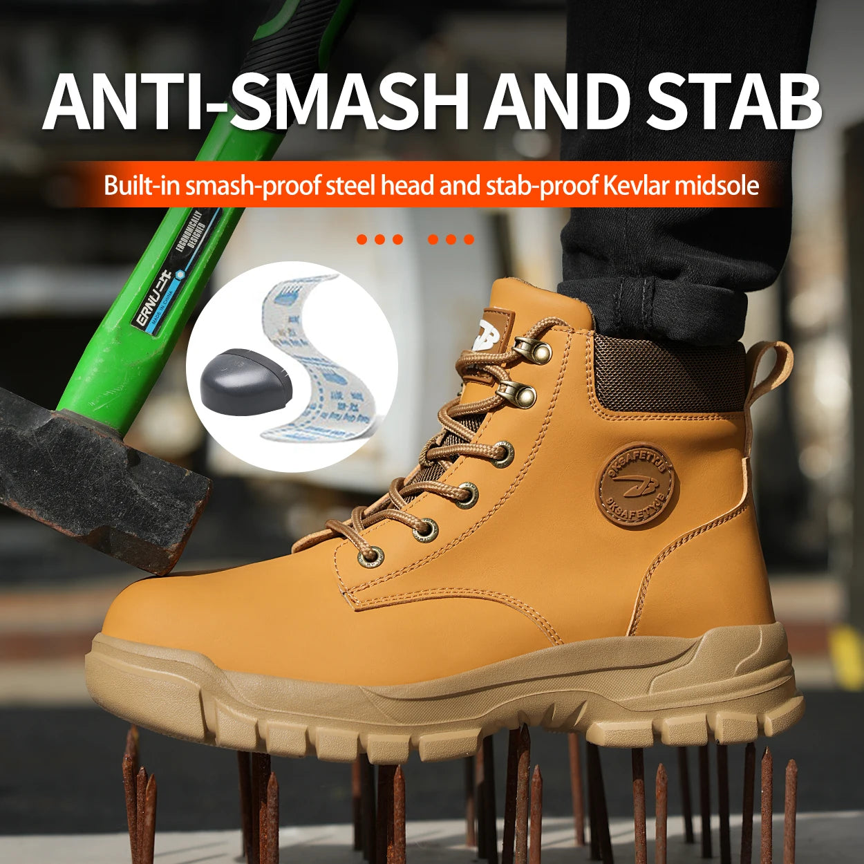 High Top PU Safety Shoes Anti Smash Anti Puncture Breathable