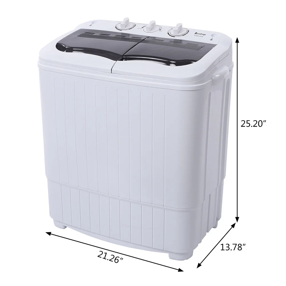Compact Twin Tub Portable Washing Machine with Spin Dryer for Apartments, Dorms, RVs & Small Spaces