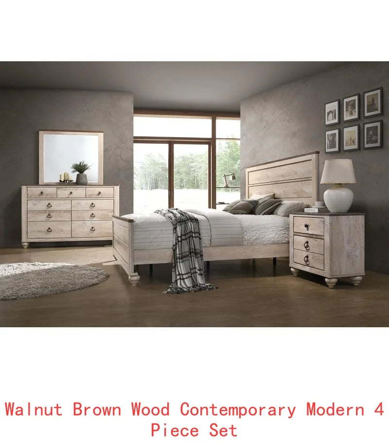 Contemporary White Wash 4-Piece King Bedroom Set