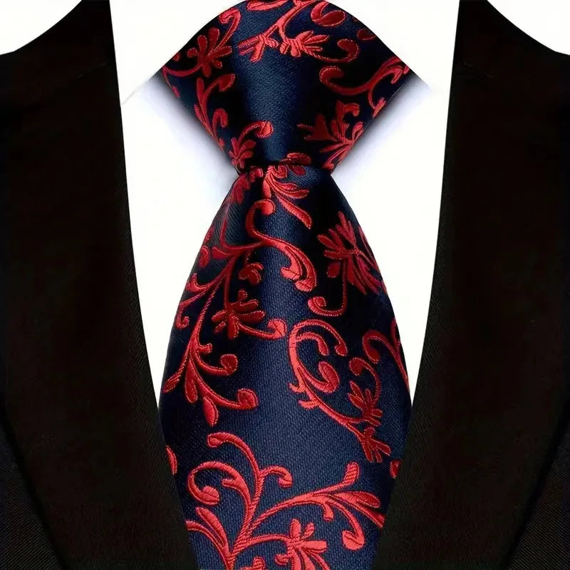 Luxury Red Paisley Men’s Tie. Classic Business and Wedding Necktie