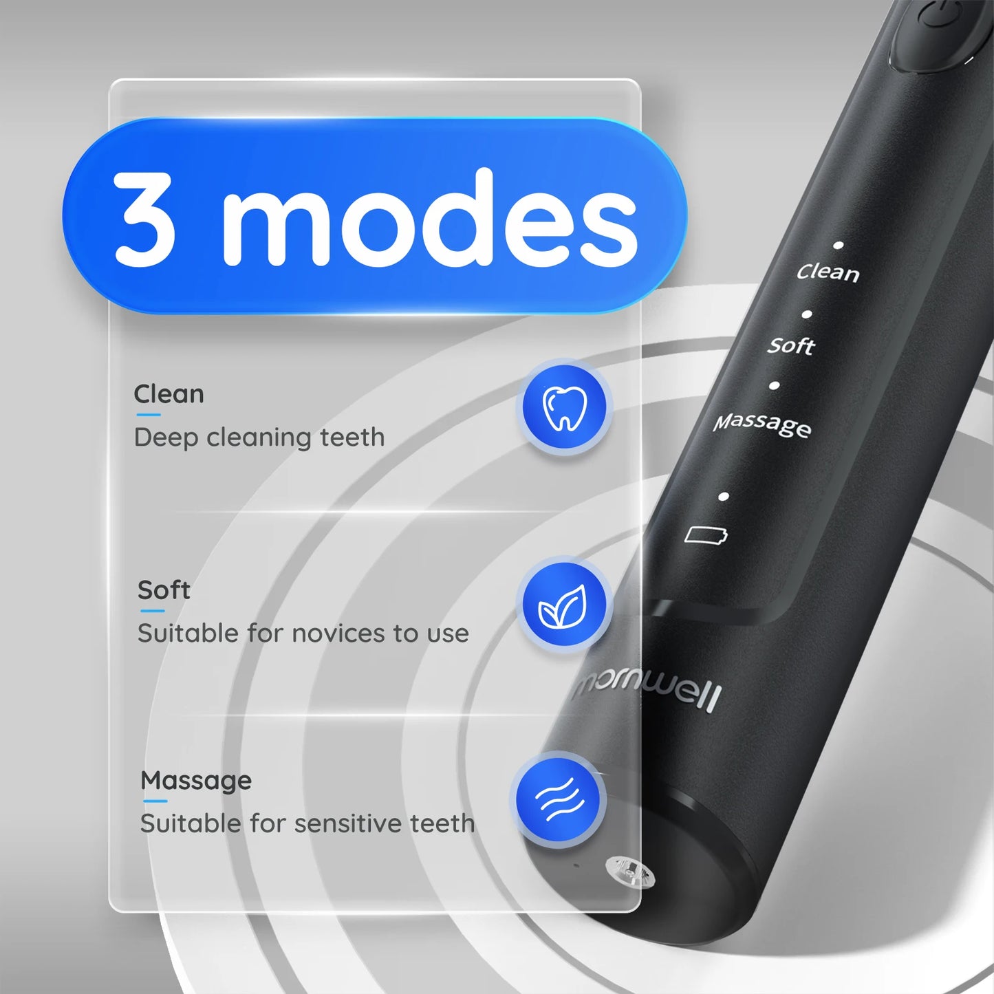 Electric Sonic Toothbrush 3 Modes USB Charge Adult Waterproof Ultrasonic Automatic Rotary Tooth 4 Brushes Replacement Heads