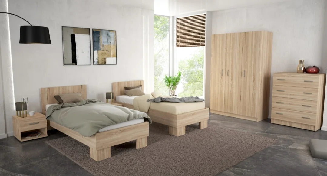 Modern Coordinated Bedroom Furniture Suite with Upholstered Bed