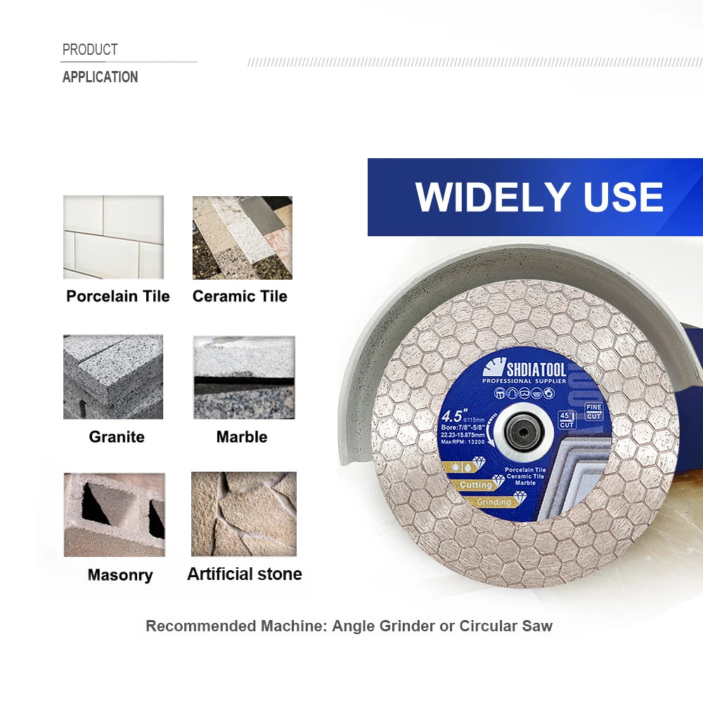 SHDIATOOL 2Pcs Dia125mm Double-sided Cutting Disc Diamond Saw Blade Grinding Wheel For Ceramic Tile Marble 5inches Cutter Plate