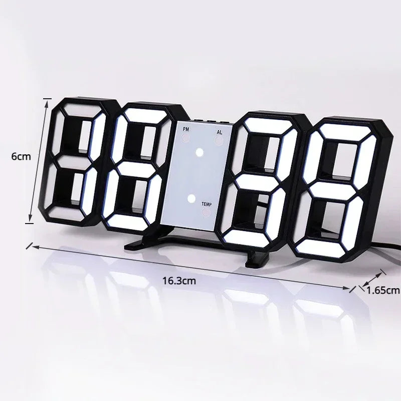 Modern 3D LED Digital Wall Clock . Large Display Smart Home Desk & Wall Clock