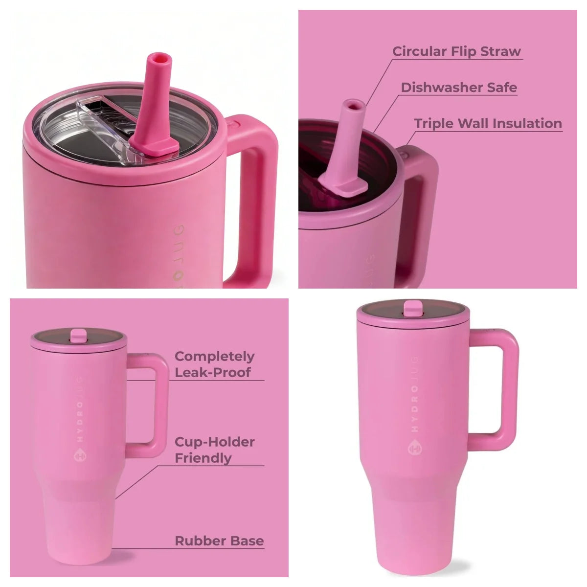 40 oz Insulated Travel Tumbler with Handle & Flip Straw .Leakproof Water Bottle for Travel, Work & Fitness