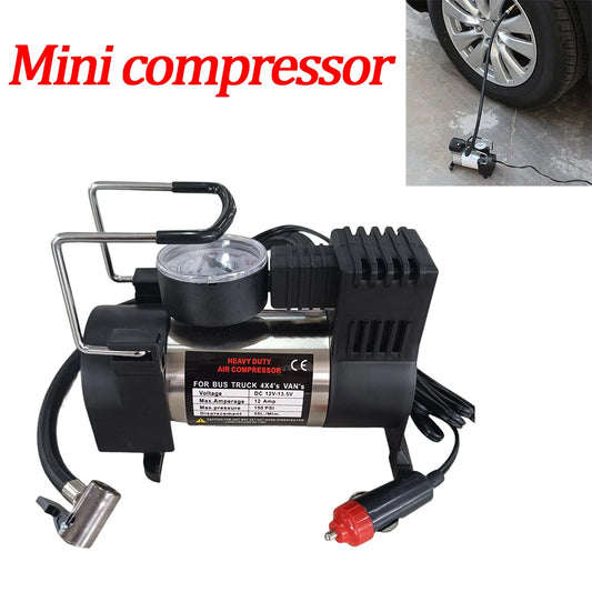 Heavy Duty 12V Portable Tire Inflator Air Compressor | 150 PSI Metal Car Air Pump for Cars, SUVs, Motorcycles & Bicycles