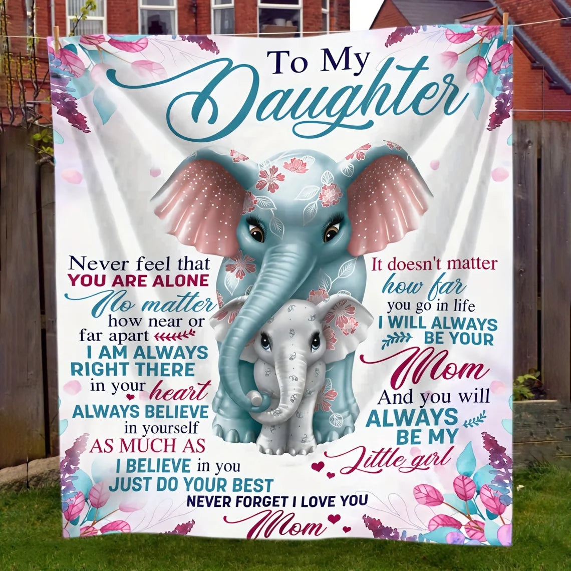 My Daughter Elephant Love Flannel Blanket