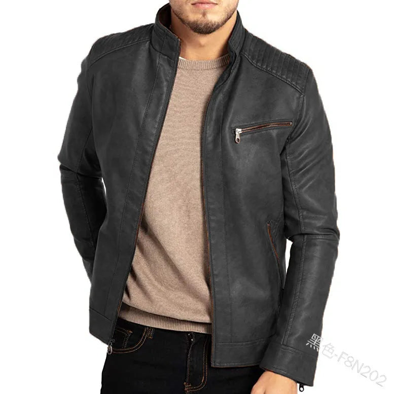Men’s Classic Faux Leather Zip Jacket