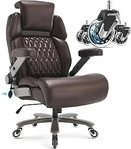 Big and Tall Office Chair 700lbs - Adjustable Headrest&Lumbar Support, 3D Flip Arms, Large Wheels &Heavy Duty Metal Base, Ergono