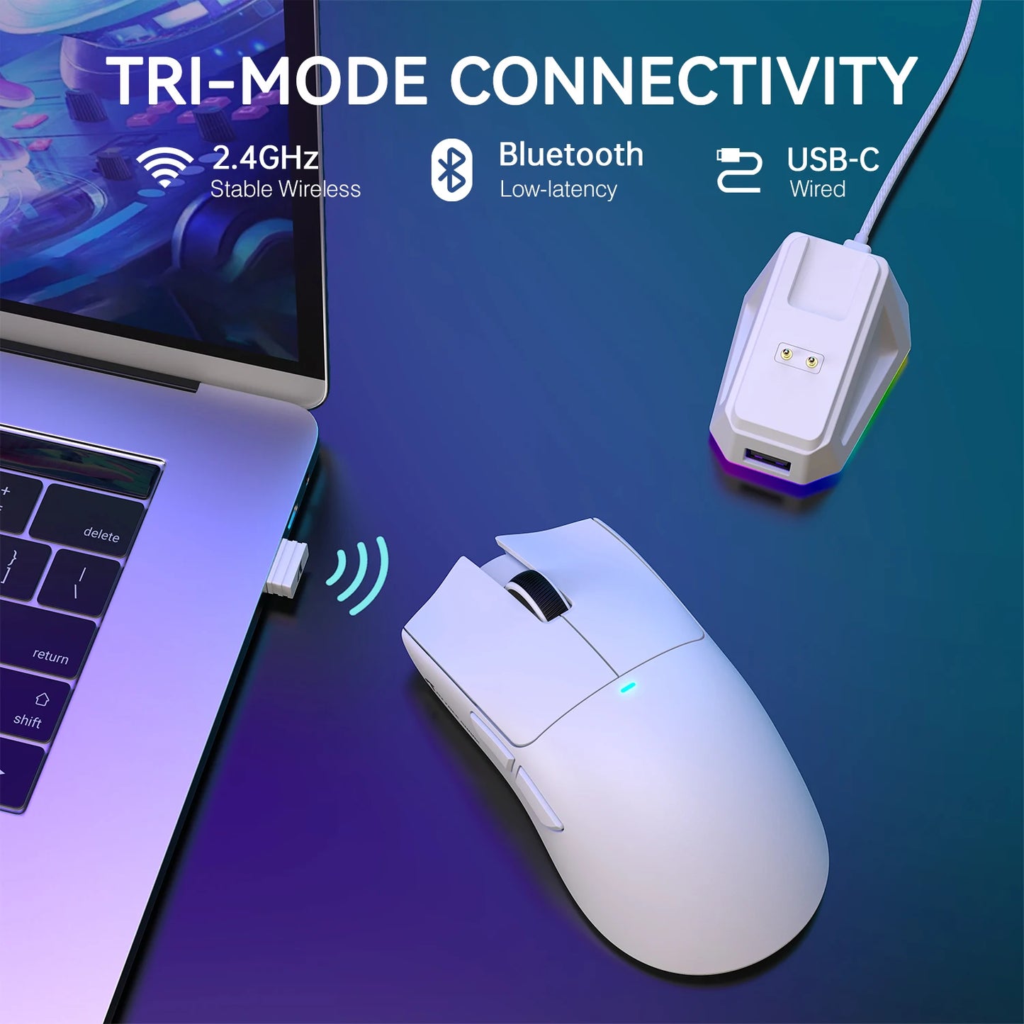 ATTACK SHARK X11 Lightweight Wireless Gaming Mouse with RGB Backlight, Rechargeable Bluetooth & 2.4GHz Mouse for PC, Mac & Laptop