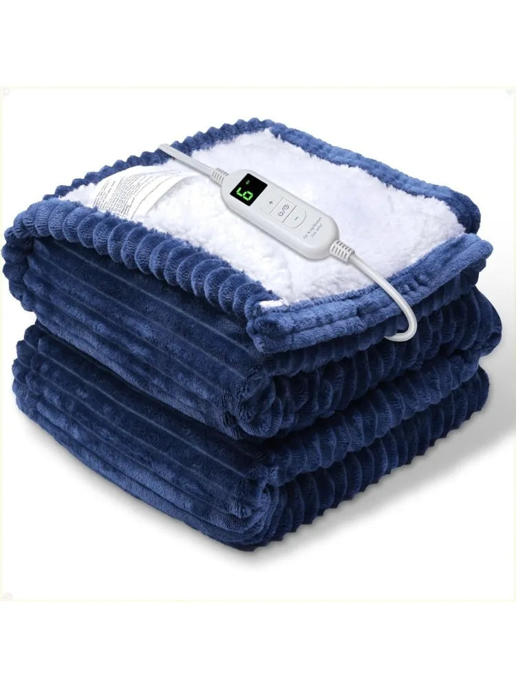 Luxury Electric Heated Throw Blanket . Soft Coral Fleece Heating Blanket with 6 Heat Settings & Timer