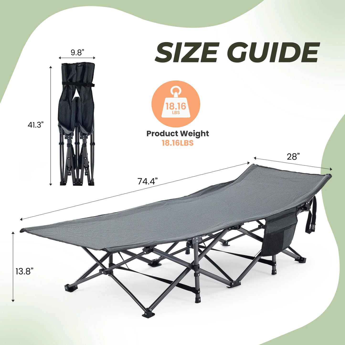 Portable Folding Camping Cot Bed.Heavy-Duty Outdoor Sleeping Cot for Camping, Travel & Relaxation