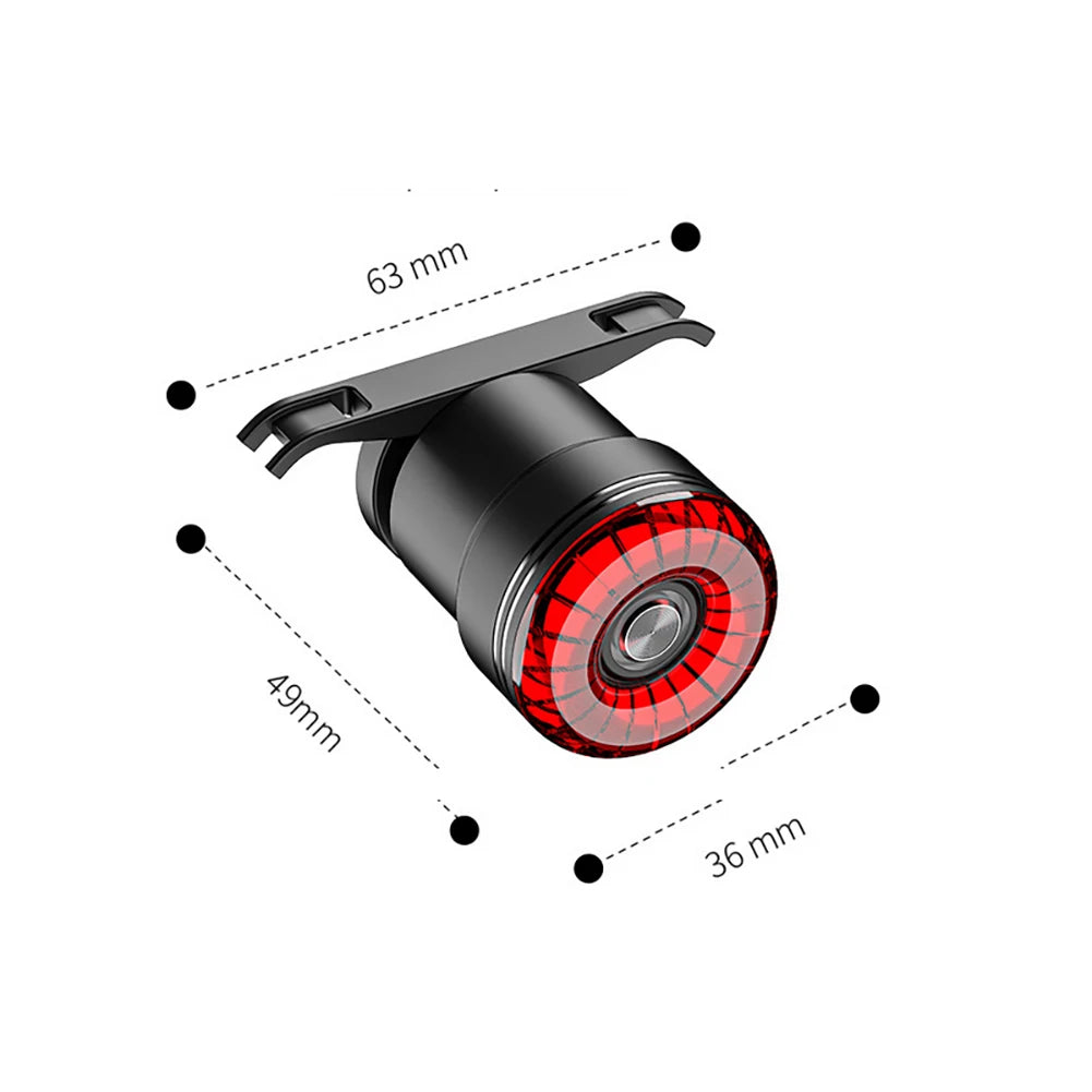 LED Bicycle Taillight 5 Modes Rechargeable Mountain Bike Safety Rear Lights Smart Brake Sensing Waterproof Cycling Accessories