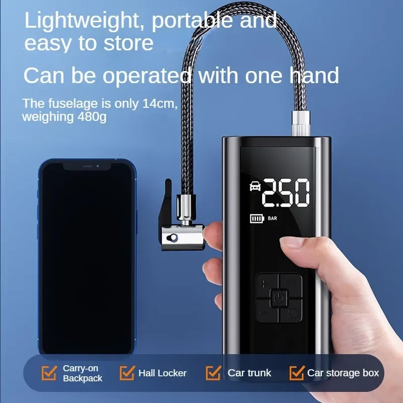 Rechargeable Portable Tire Inflator | Digital Cordless Air Pump