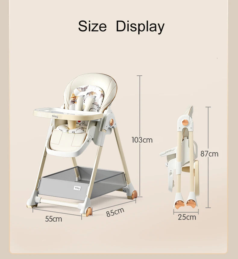 7-in-1 Convertible Baby High Chair with Adjustable Tray & Foldable Design