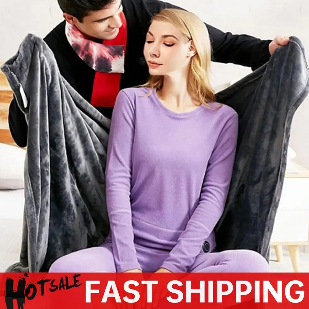 USB Electric Heated Blanket 3 Heating Levels Fleece Heated Blanket Wearable Heating Lap Blanket for Household and Office