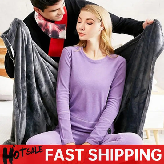 USB Electric Heated Blanket 3 Heating Levels Fleece Heated Blanket Wearable Heating Lap Blanket for Household and Office