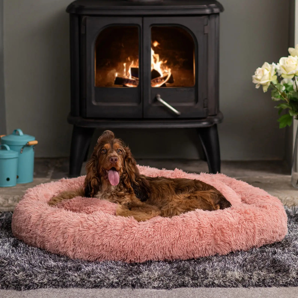 Plush Donut Dog Bed – Soft Calming Round Pet Bed