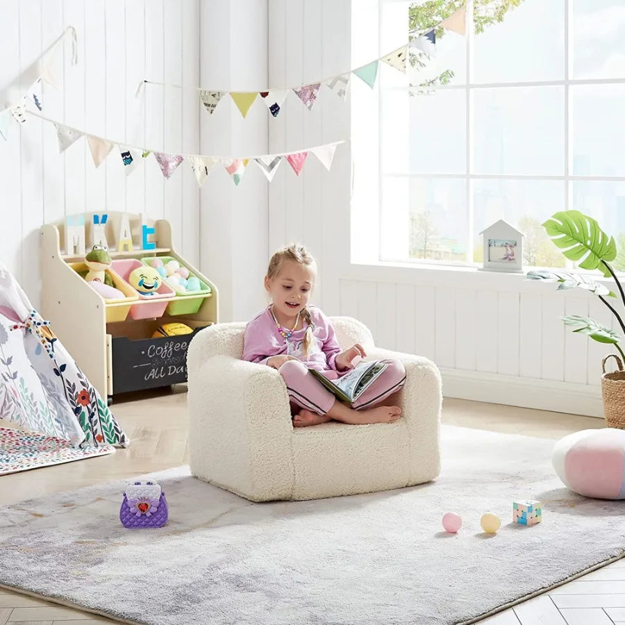 Sherpa Toddler Armchair Sofa .Cozy Plush Kids Lounge Chair for Boys & Girls