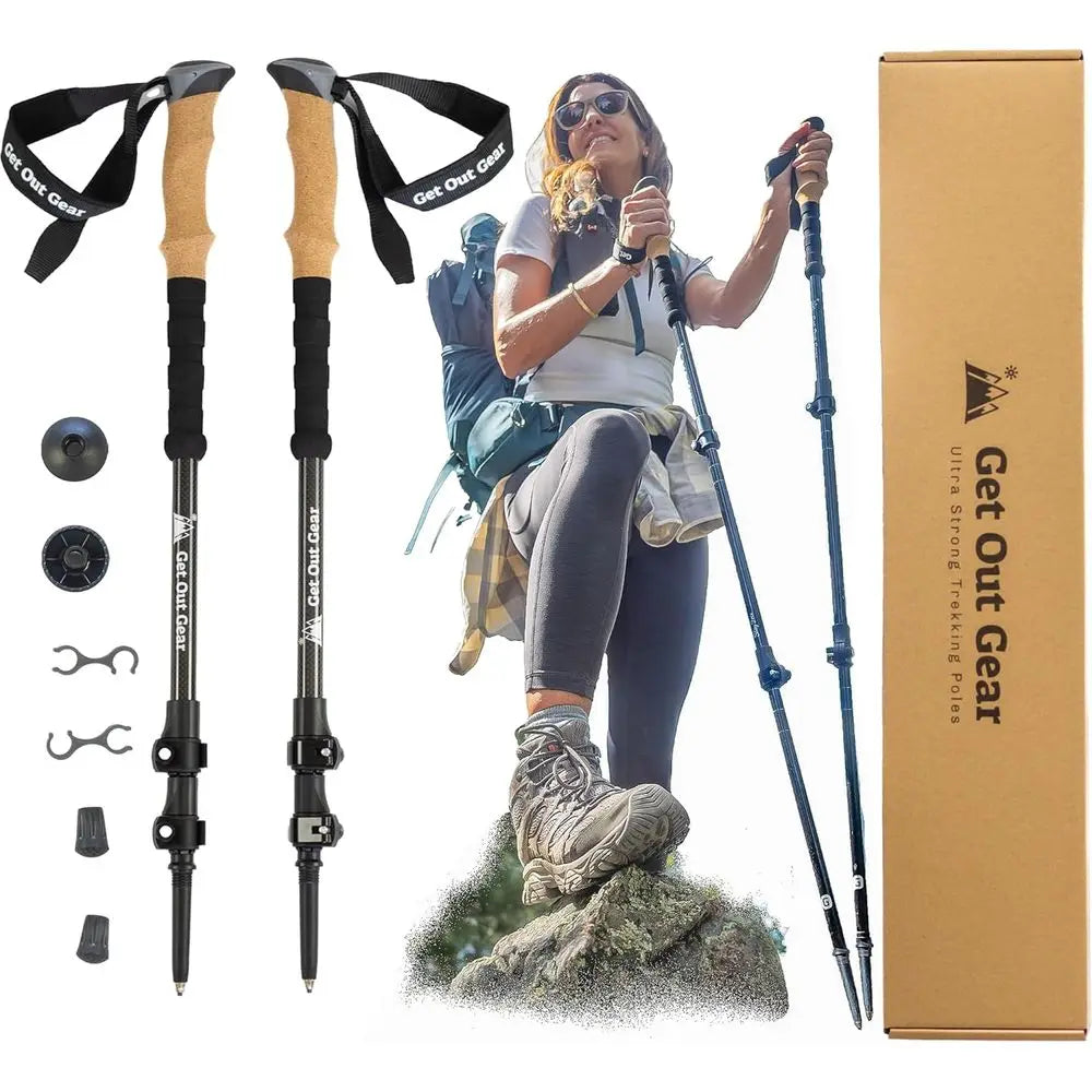 Carbon Fiber Telescoping Trekking Poles – Lightweight Collapsible Hiking Poles for Hiking, Trekking & Outdoor Adventures
