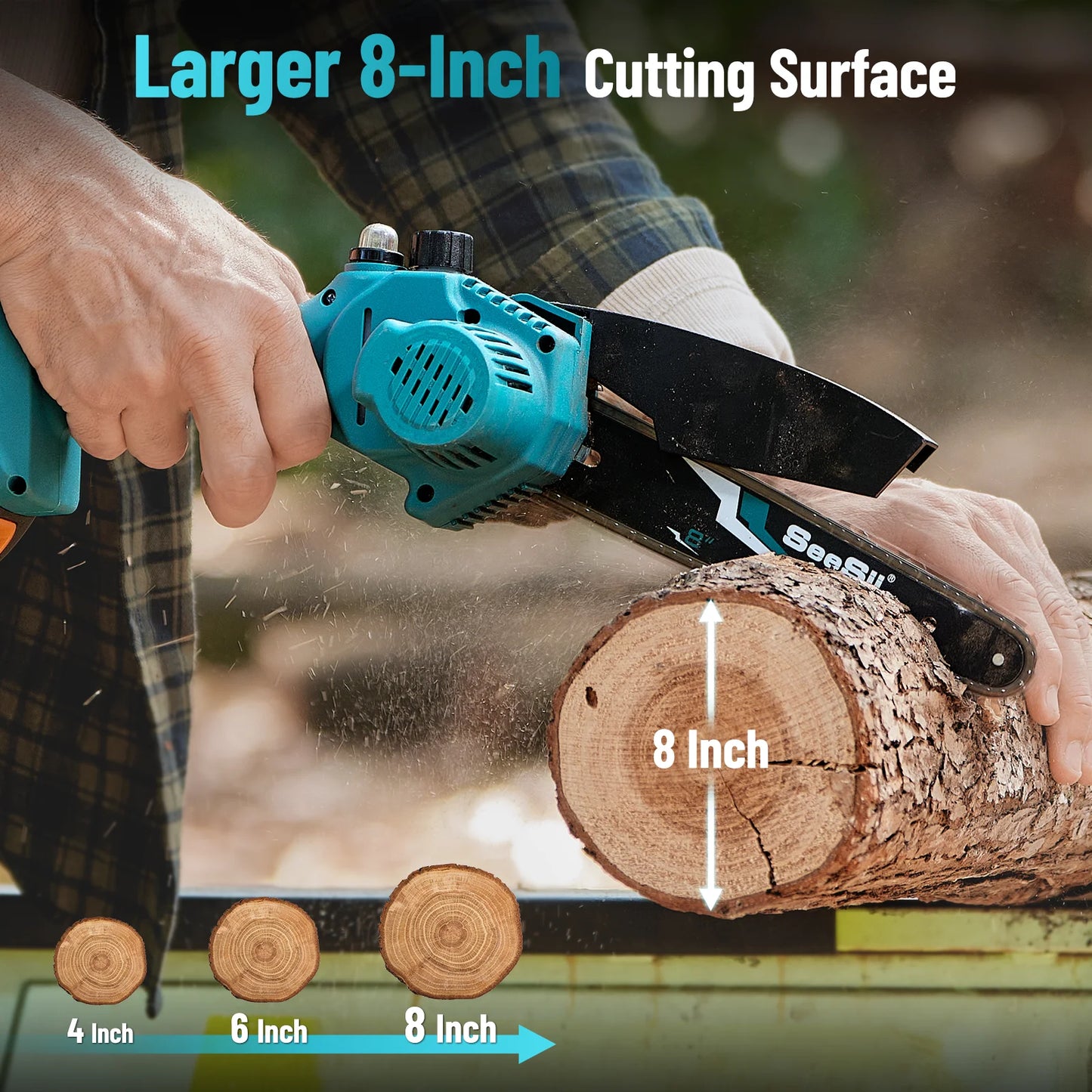 SeeSii 8 Inch Cordless Mini Electric Chainsaw Chainsaw Wood Cutter Pruning Garden Power Tools For Makita 18V Battery pin