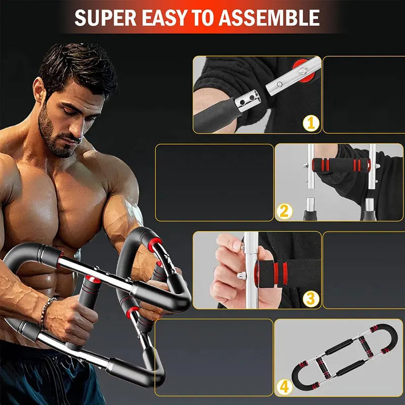 Adjustable Resistance Power Twister Bar. Upper Body Strength Training Equipment