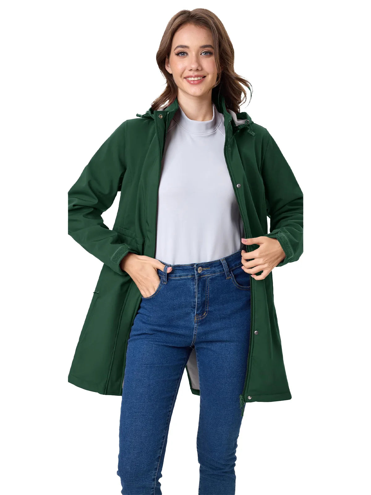 Women's Long Fleece. Lined Hooded Winter Coat – Warm Water-Resistant Jacket