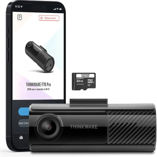 Thinkware Dash Cam, F70 PRO - 1080p FHD, Wi‑Fi, Smart Parking Mode with Super Night Vision, 32GB microSD