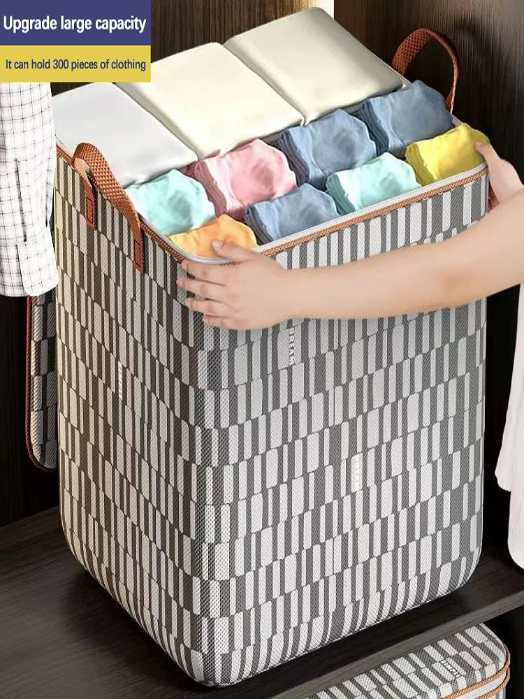 Large Woven Storage Baskets with Lids for Laundry & Home Organization