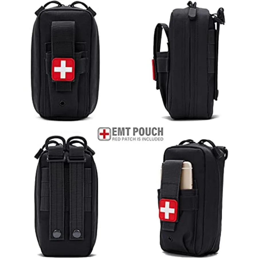 Tactical MOLLE Medical Pouch, Rip-Away EMT First Aid Pouch IFAK Trauma Kit Everyday Carry Survival Bag Include Cross Patch