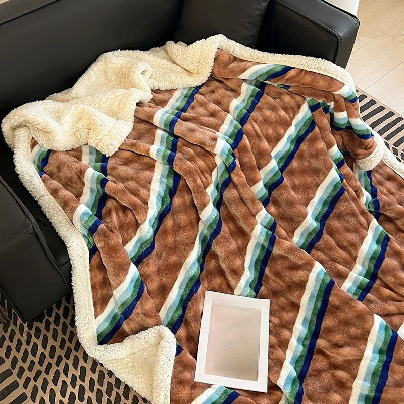 Soft Plaid Fleece Blanket, 300g Cozy Gift for Dorm Sofa Bed | Warm Home Decor Essentials (School Season)