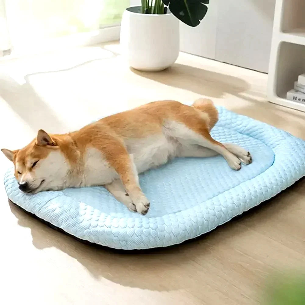 Ice Silk Cooling Dog Bed with Removable Cushion | Summer Pet Sleep Nest for Dogs & Cats