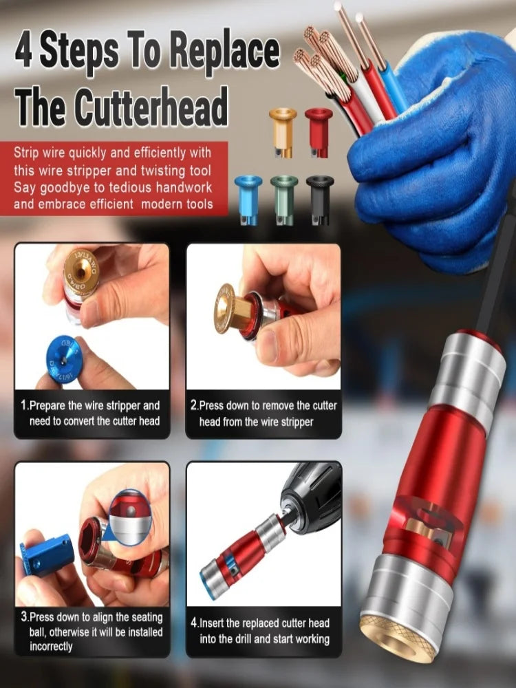 Wire Stripper Tool, 8 in 1 Drill Twister Tool, Drill Twister, Electrician's Tool Kit, Drill Quick Stripper