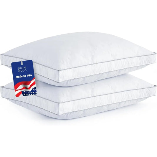 ® Goose Feathers and Down Pillows - Made in USA, Pillows King Size Set of 2, Hotel Pillow with 100% Cotton Cover, Luxury Gussete