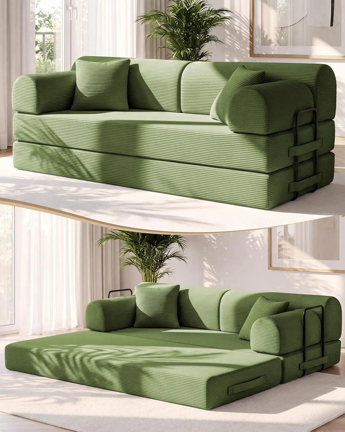 78.8-Inch Convertible Futon Sofa Bed with High Back