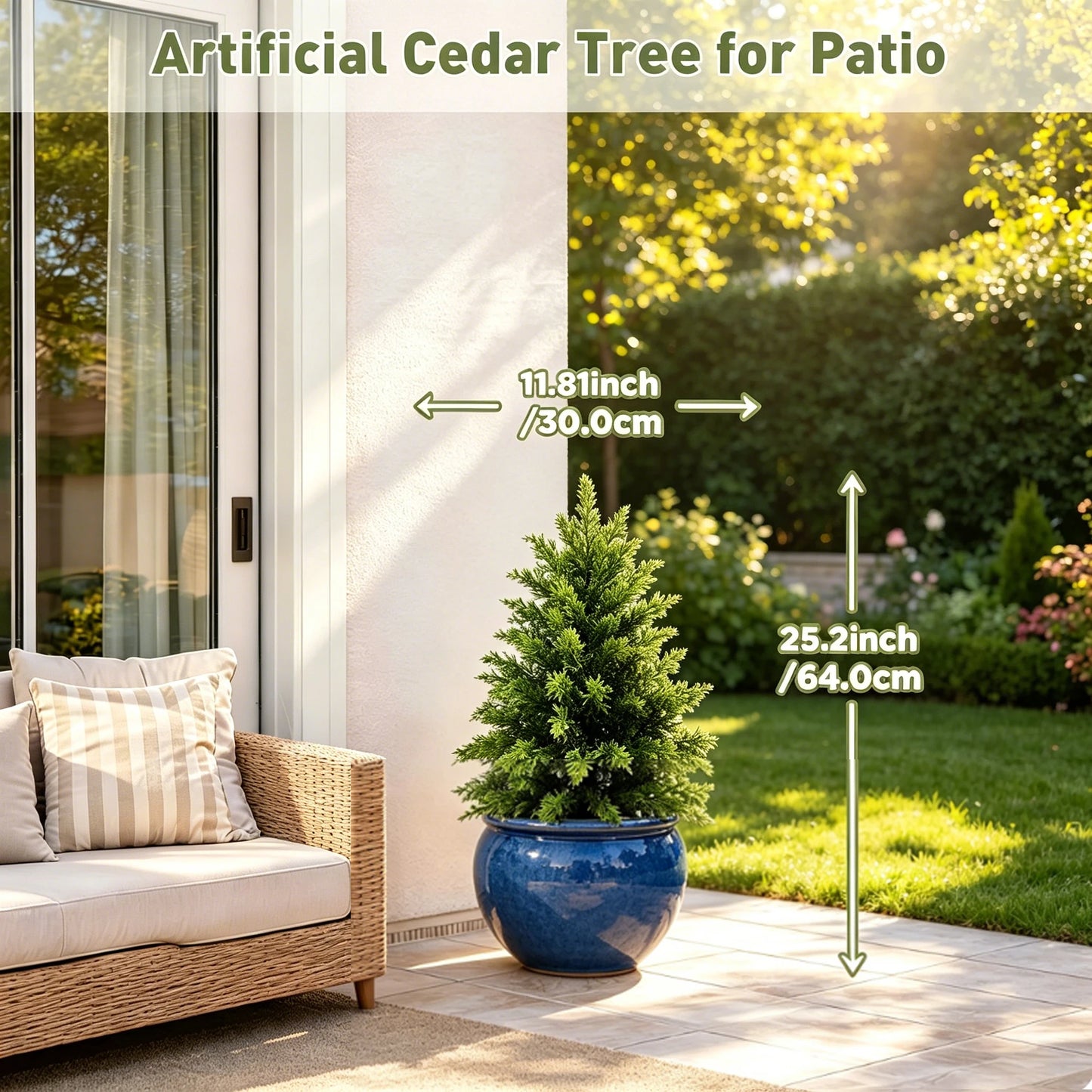 Artificial Cedar Topiary Trees – UV-Resistant Faux Outdoor Porch Trees in Planters for Front Door, Patio & Garden Décor (2–6 FT)