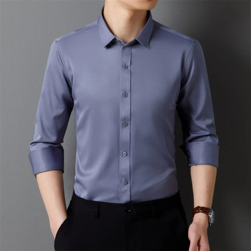 Men’s Stretch Long Sleeve Business Shirt. Comfortable Professional Button-Up
