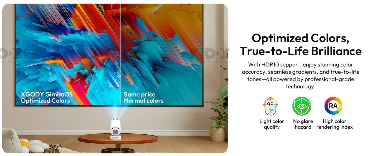 XGODY 4K 1080p LED Projector with 12000 Lumen Brightness, WiFi 6 Bluetooth 5.0 Portable Home Theater System for entertainment