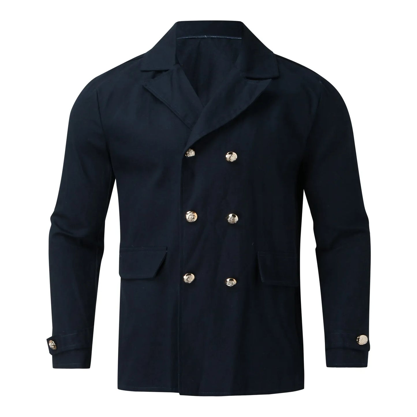 Men’s Classic Double Breasted Wool Blend Peacoat Jacket