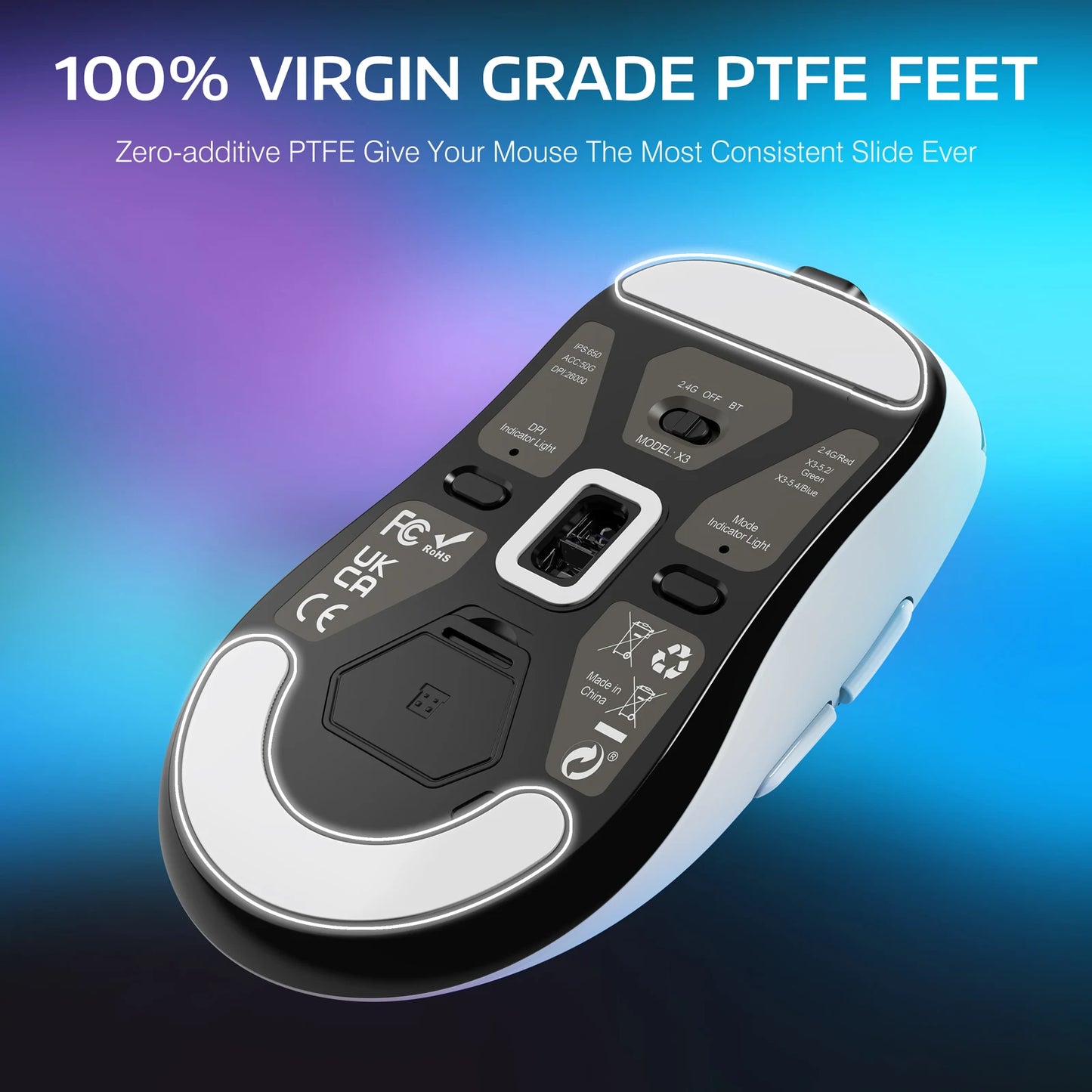ATTACK SHARK X3 Ultra-Light Wireless Gaming Mouse, 49g Tri-Mode Bluetooth, 2.4GHz & USB-C Rechargeable Ergonomic Mouse for PC, Mac & Laptop